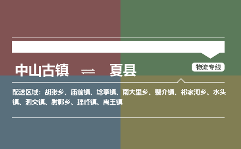 中山古镇到夏县物流专线-中山古镇至夏县货运物流运输
